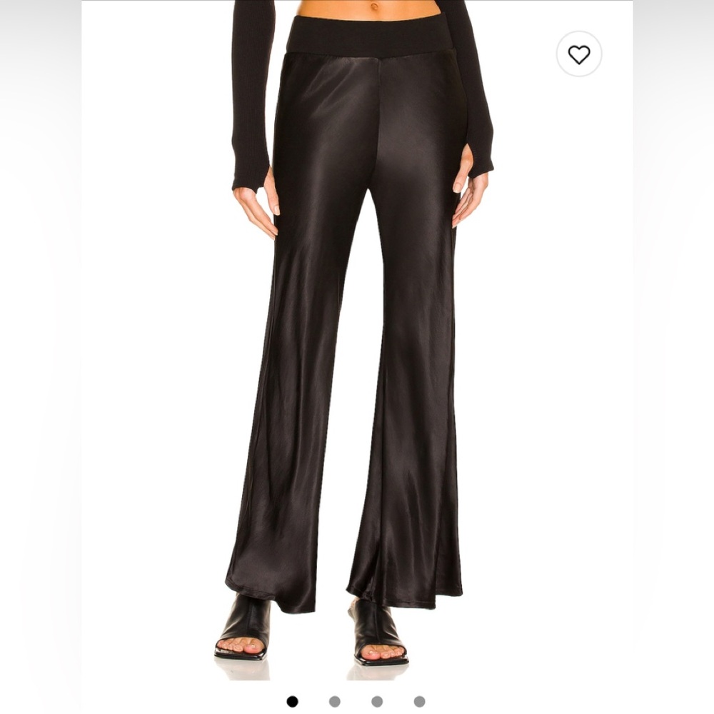 Enza Costa Black Wide Leg Satin Pants